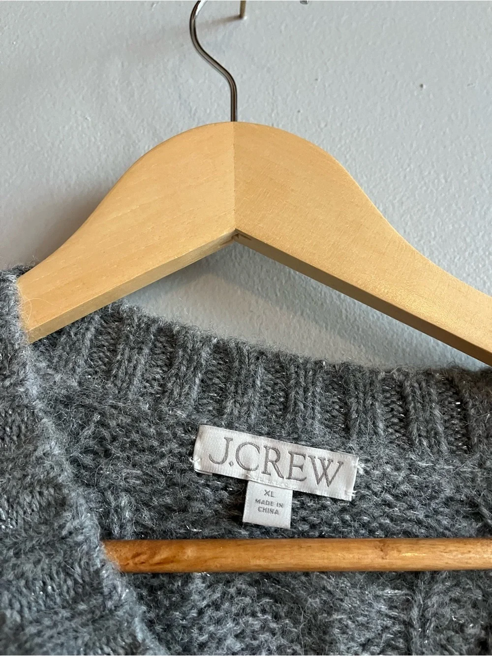 J Crew metallic cable knit sweater